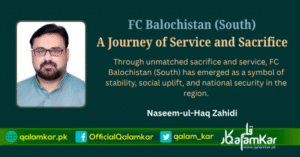 Banner featuring Pakistani columnist Naseem-ul-Haq Zahidi with article title and meta summary — Qalamkar branding